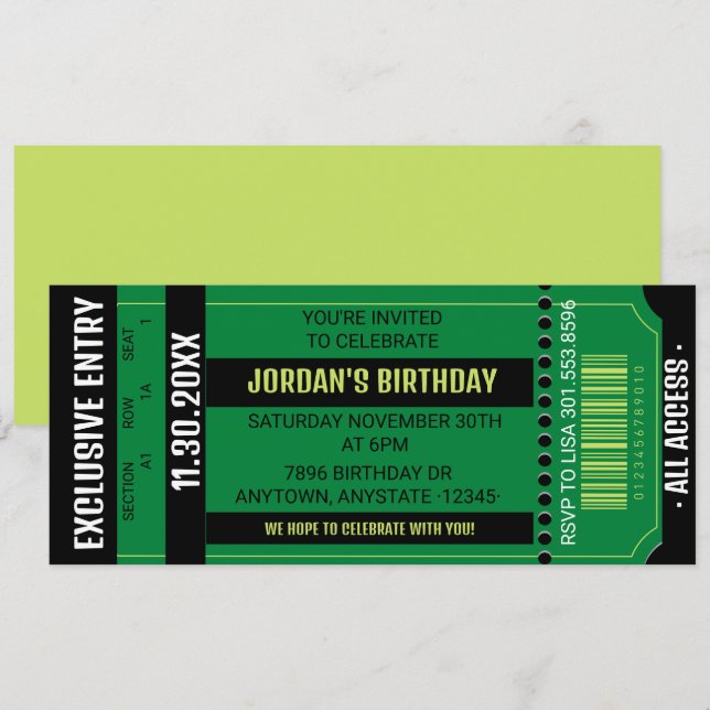 Ticket Party Invitation | Any Event Invitation (Front/Back)