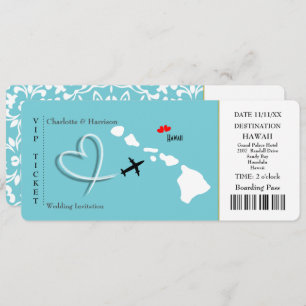 Ticket Pass Wedding  Destination Hawaii Invitation