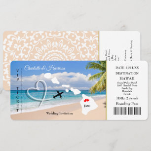 Ticket Pass Wedding  Destination Hawaii Invitation
