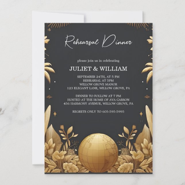 Ticket Passport Boarding Pass Rehearsal Dinner Invitation (Front)