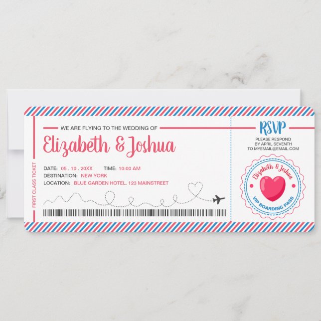 Ticket Plane Invitation Postcard Theme (Front)