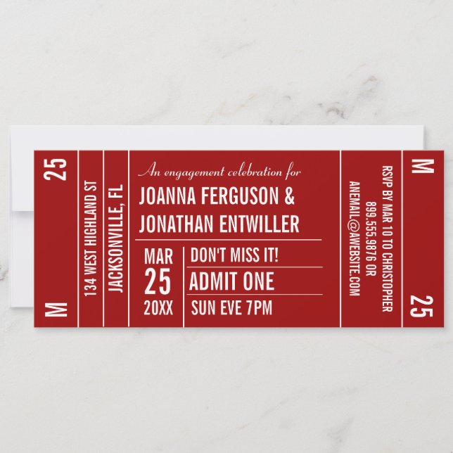 Ticket Stub Party Invitation (Front)