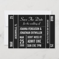 Ticket Stub Save The Date Invitation