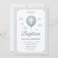 Ticket Style Baptism Invitation in Blue