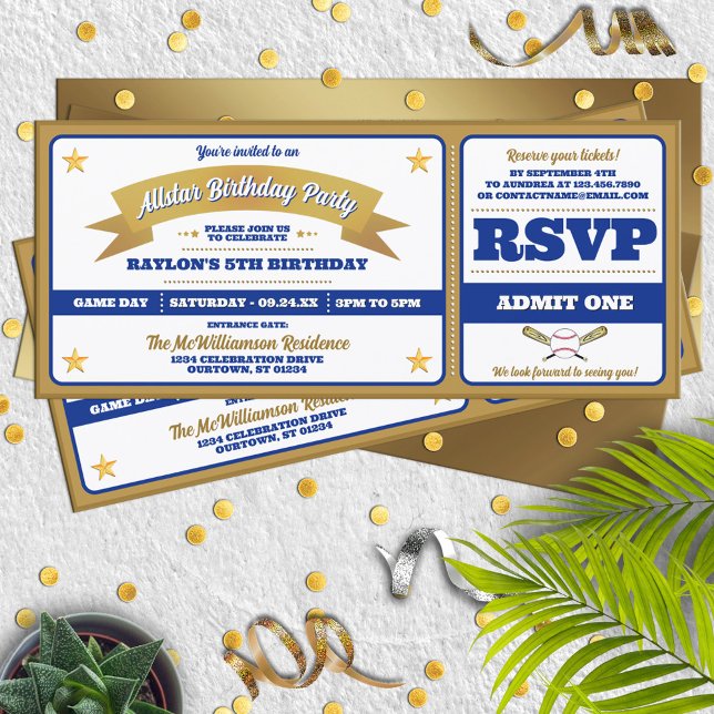 Ticket Style Baseball Birthday Party Invitation (Creator Uploaded)