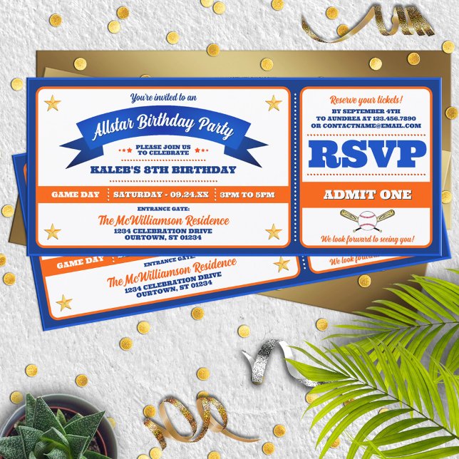 Ticket Style Baseball Birthday Party Invitation (Creator Uploaded)