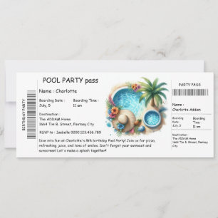 Ticket-Style Pool Party Invitation – Birthday Bash