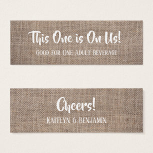 Tickets de Boisson Rustiques Toile de Jute & Texte