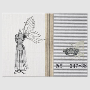 Ticking Burlap Dress Form Fairy Tissue Paper