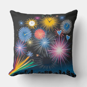 Ticking Fireworks Throw Pillow