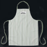 Ticking Stripe Vintage Farmhouse Sage Apron<br><div class="desc">Vintage Farmhouse Ticking Stripe Apron. This all over print apron will look lovely whether you're wearing it in the kitchen to cook or it's hanging on a hook waiting for you to need it. This simple design adds a touch of charm to your kitchen decor while giving you full coverage...</div>