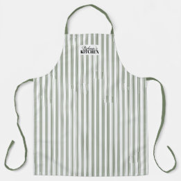 Ticking Stripe Vintage Farmhouse Sage Apron