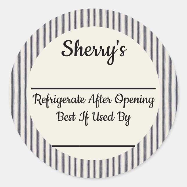 Ticking Stripes Custom Product Canning Jar Sticker (Front)