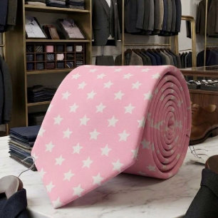 Tickle Me Pink Stars On Pale Pink Tie 