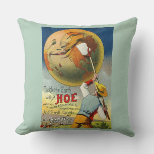 Tickle the Earth - Victorian trade card Throw Pillow