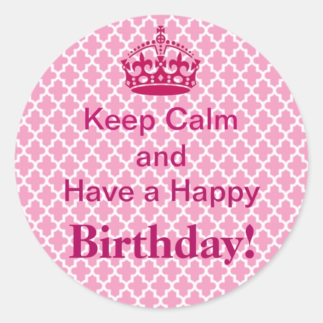 Tickled Pink Keep Calm Birthday Stickers (Front)