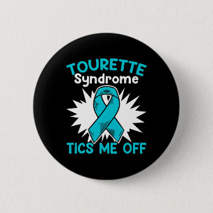 Ticks Me Off Teal Ribbon Tourette Syndrome Awarene 2 Inch Round Button