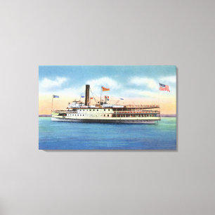 Ticonderoga Steamer Leaving Port Burlington, Canvas Print