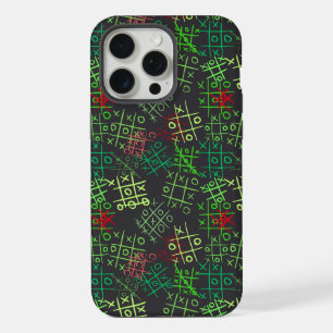 tictactoe pattern.GREEN.B2 DGrey BG iPhone 15 Pro Max Case