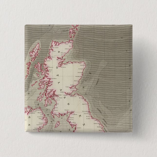 Tidal chart British Seas 2 Inch Square Button (Front)