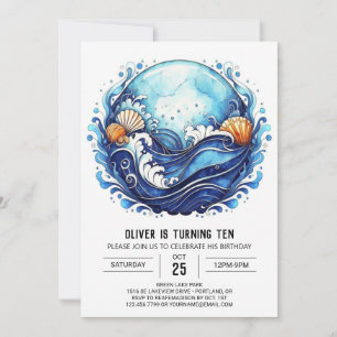Tidal Coastal Kids Birthday Invitation