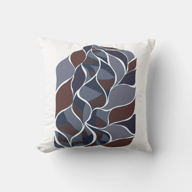Tidal Echoes – Abstract Earth-Tone Art Tee | KRAAL Throw Pillow (Front)