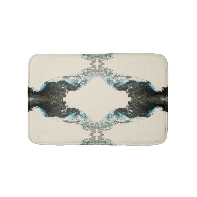 Tidal Echoes — Abstract Fluid Ink Pattern Bath Mat (Front)