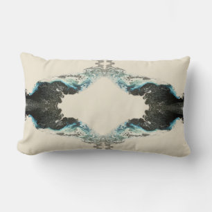 Tidal Echoes — Abstract Fluid Ink Pattern Lumbar Pillow