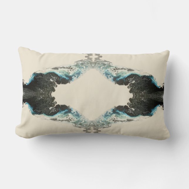 Tidal Echoes — Abstract Fluid Ink Pattern Lumbar Pillow (Front)