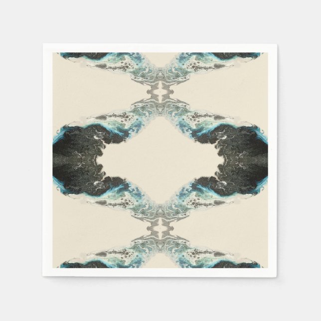 Tidal Echoes — Abstract Fluid Ink Pattern Napkin (Front)