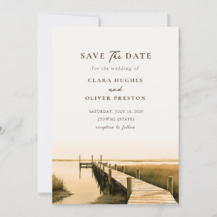 Tidal Marsh Grass Dock Lowcountry Sunset Wedding Save The Date