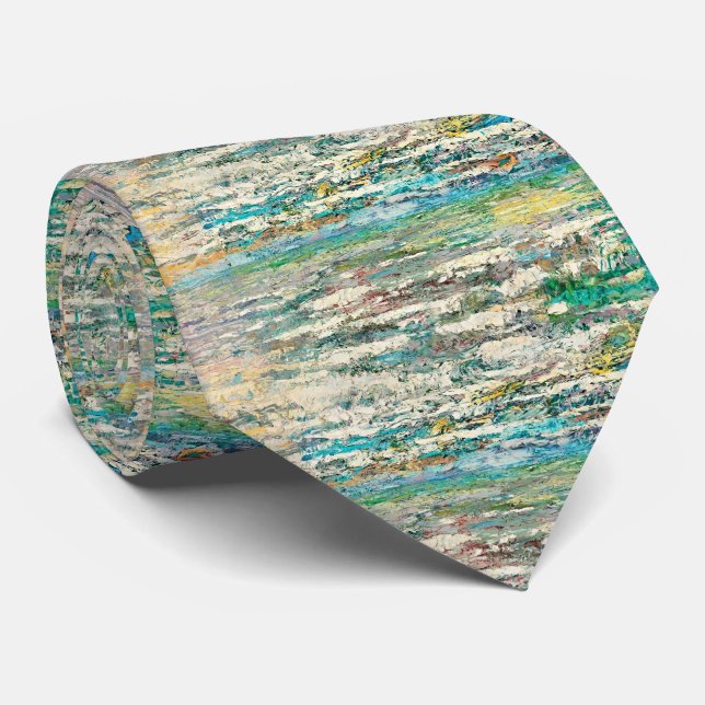 Tidal Style: Abstract Sea Neck Tie (Rolled)