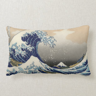 Tidal Wave off of Kanagawa Vintage Oriental Art Lumbar Pillow