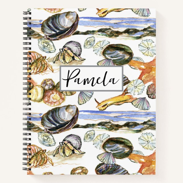 Tide Pool Sea Creatures Ocean Life Personalized Notebook (Front)