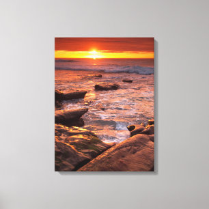Tide pools at sunset, California Canvas Print