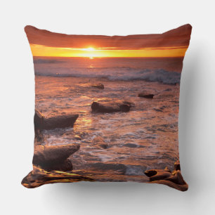 Tide pools at sunset, California Throw Pillow