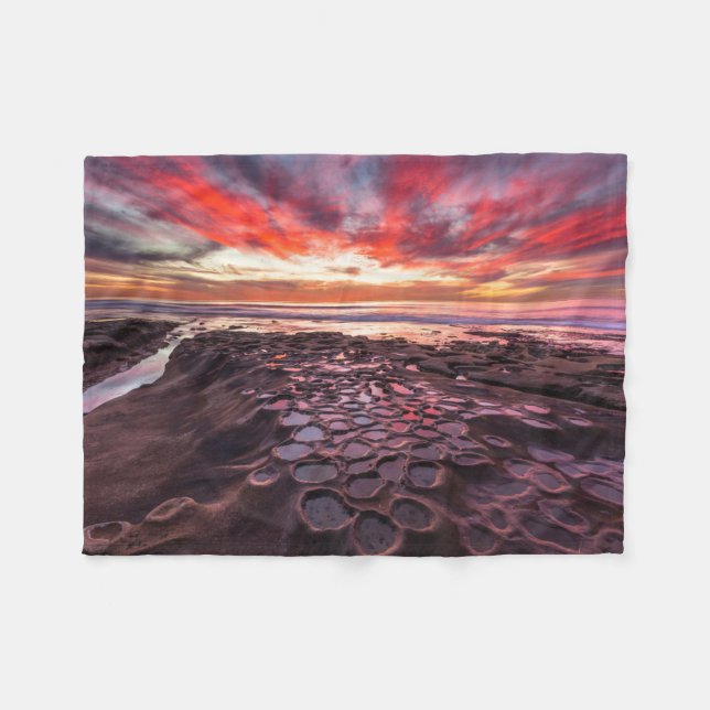 Tide Pools in La Jolla, CA Fleece Blanket (Front (Horizontal))