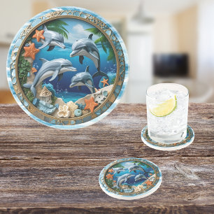 Tide Treasures Round Sandstone Coaster