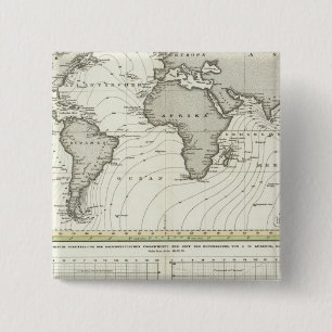 Tide-wave Atlas Map 2 Inch Square Button