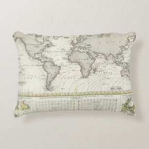 Tide-wave Atlas Map Decorative Pillow