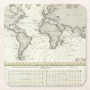 Tide-wave Atlas Map Square Paper Coaster
