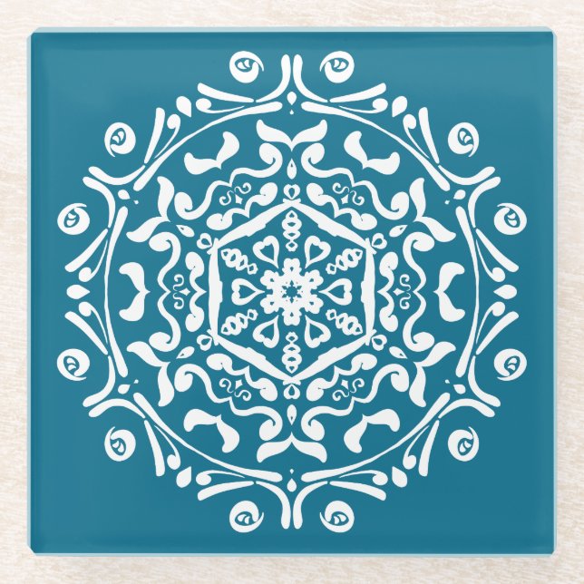 Tidepool Mandala Glass Coaster (Front)