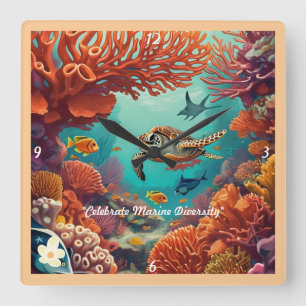 "Tides of Colour" Square Wall Clock