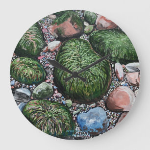 Tides Out Beach Rocks Landscape Large Clock
