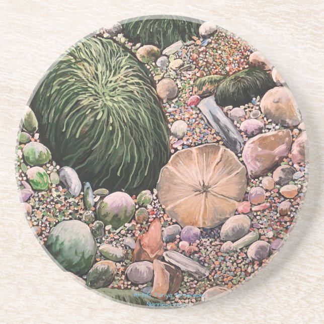 Tides Out Hand Painted Original Art Coaster (Front)