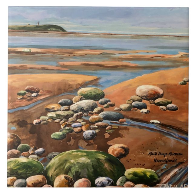 Tides Out Seashore Beach Ocean Scene Tile (Front)