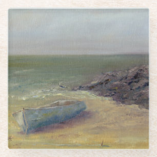 Tide's Rolling In - Boat on the Shore Glass Coaster