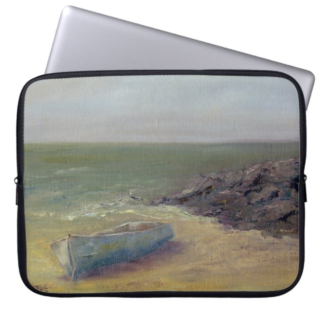 Tide's Rolling In - Boat on the Shore Laptop Sleeve (Front)