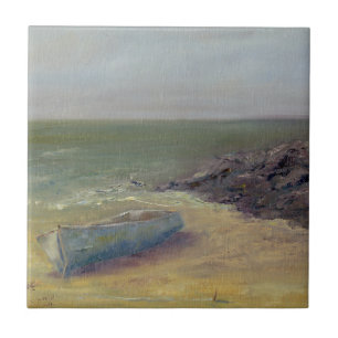 Tide's Rolling In - Boat on the Shore Tile