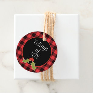 Tidings of Joy Buffalo Plaid Christmas Gift Favour Tags